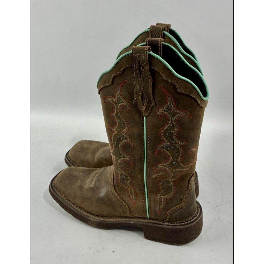 Justin Gypsy GY2900 Women’s 8.5B Brown Leather Western Cowboy Boots Turquoise